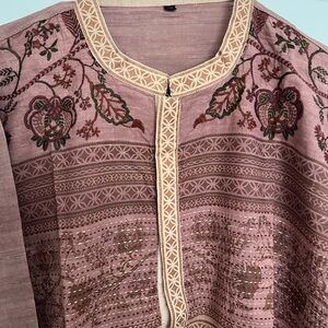 Boohoo Mens Brown and cream Embroidered Kurta